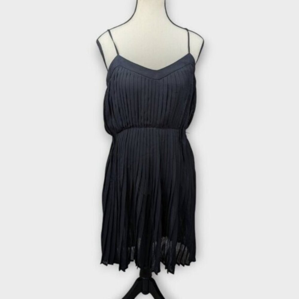Mango Black Pleated Mini Dress